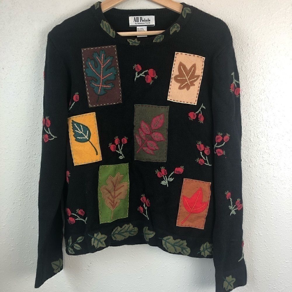 All Points Fall Leaves Sweater Size Medium